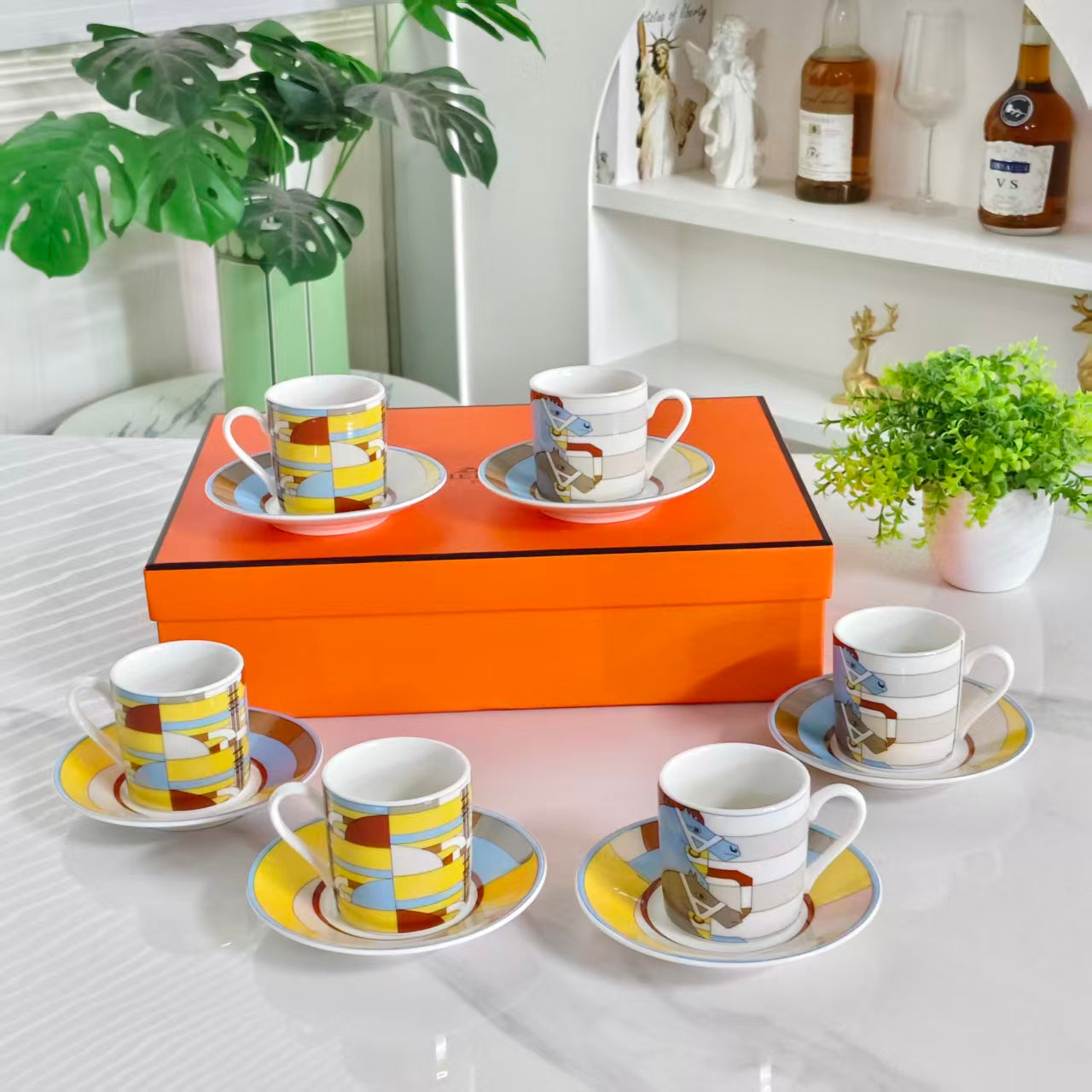 Espresso Cup and Saucer Set (6 Cups &amp; 6 Saucers)