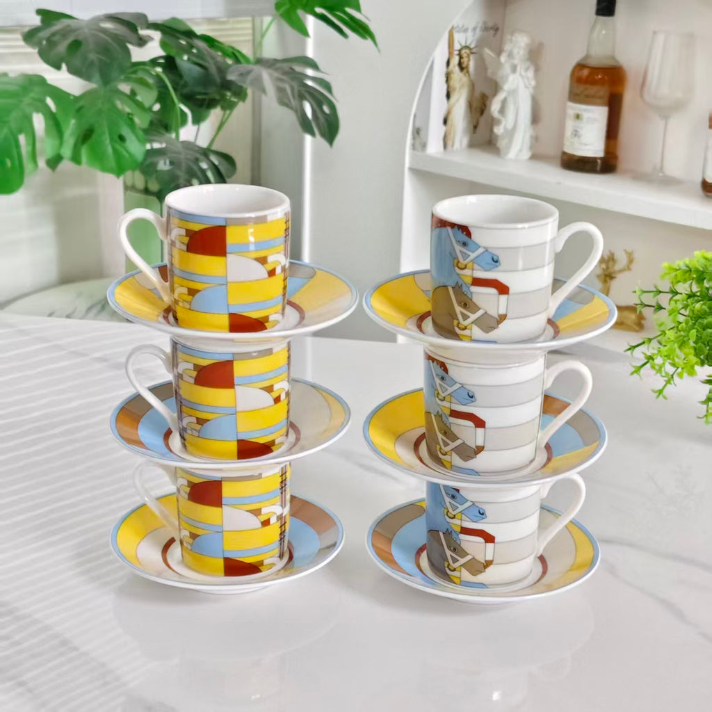 Espresso Cup and Saucer Set (6 Cups &amp; 6 Saucers)