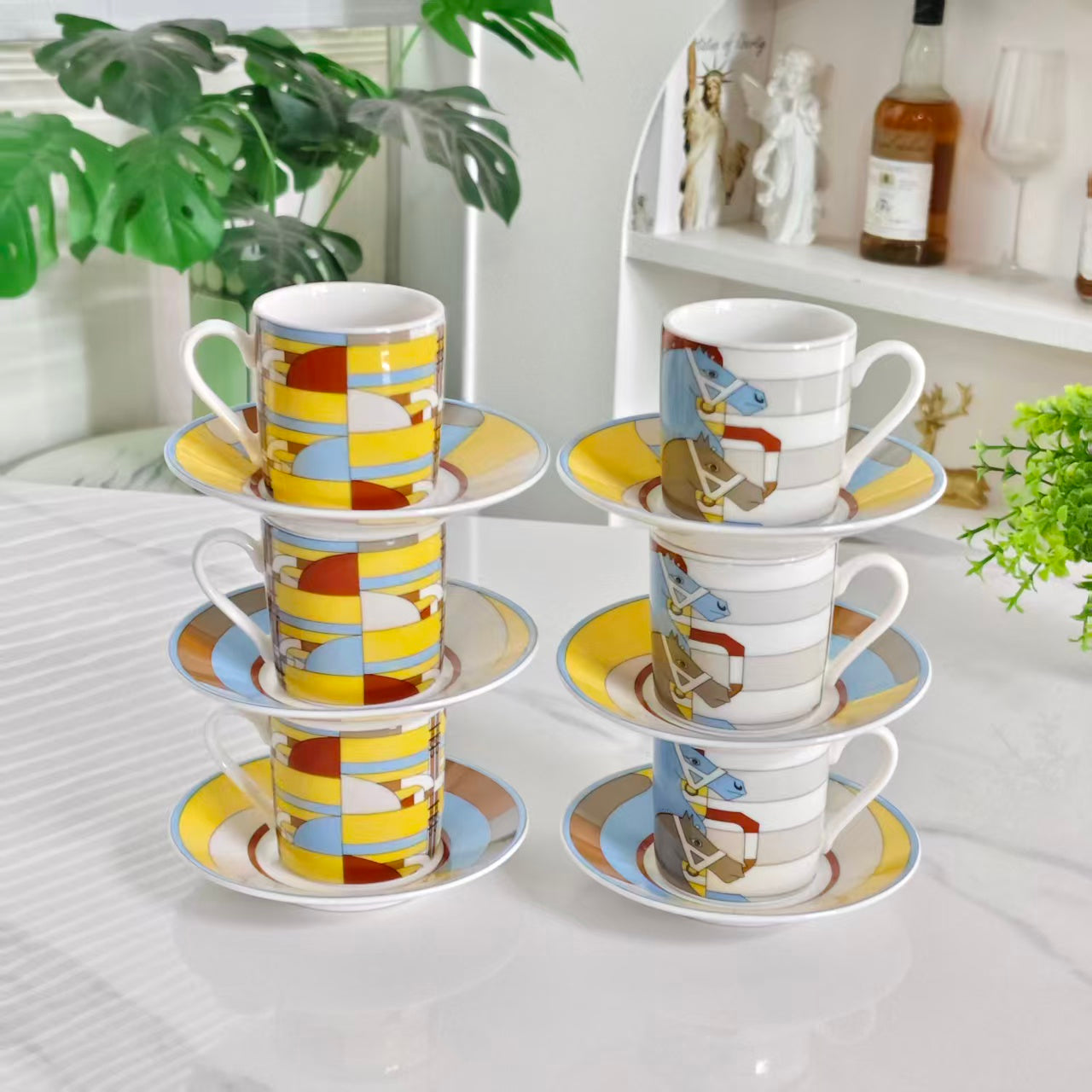 Espresso Cup and Saucer Set (6 Cups &amp; 6 Saucers)