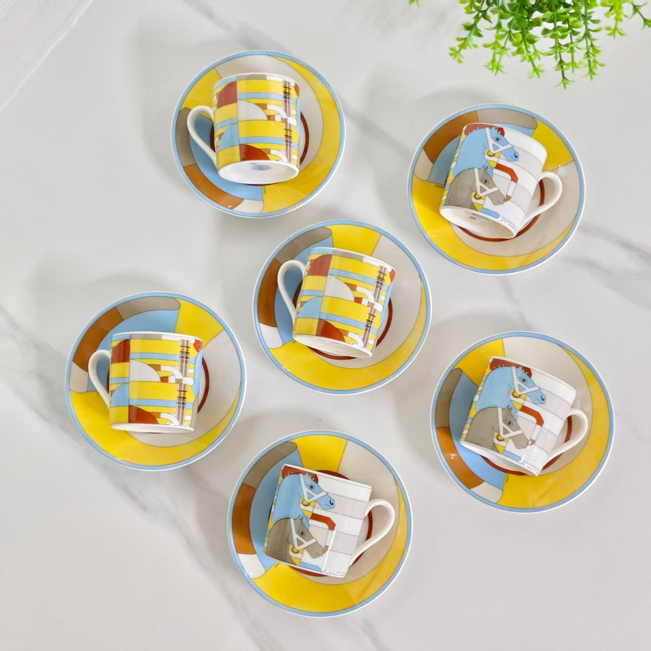 Espresso Cup and Saucer Set (6 Cups &amp; 6 Saucers)