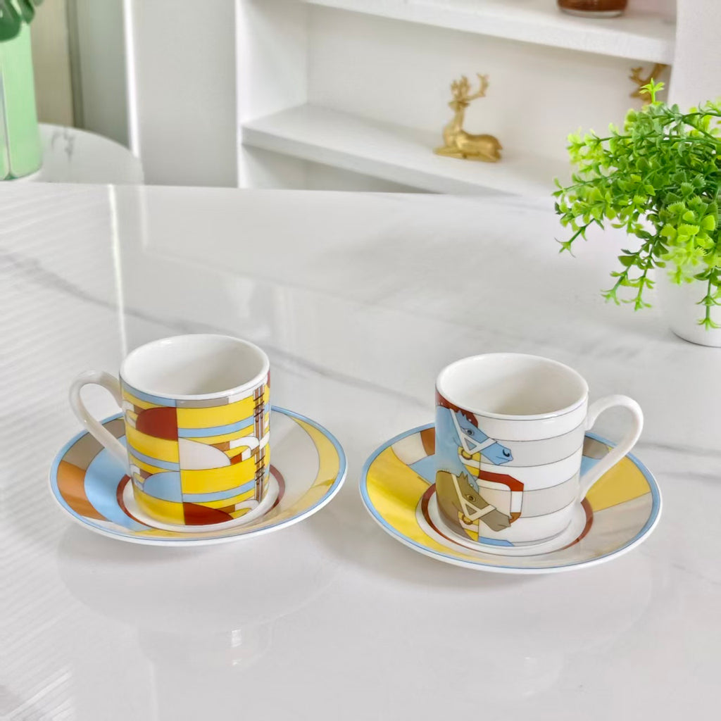 Espresso Cup and Saucer Set (6 Cups &amp; 6 Saucers)
