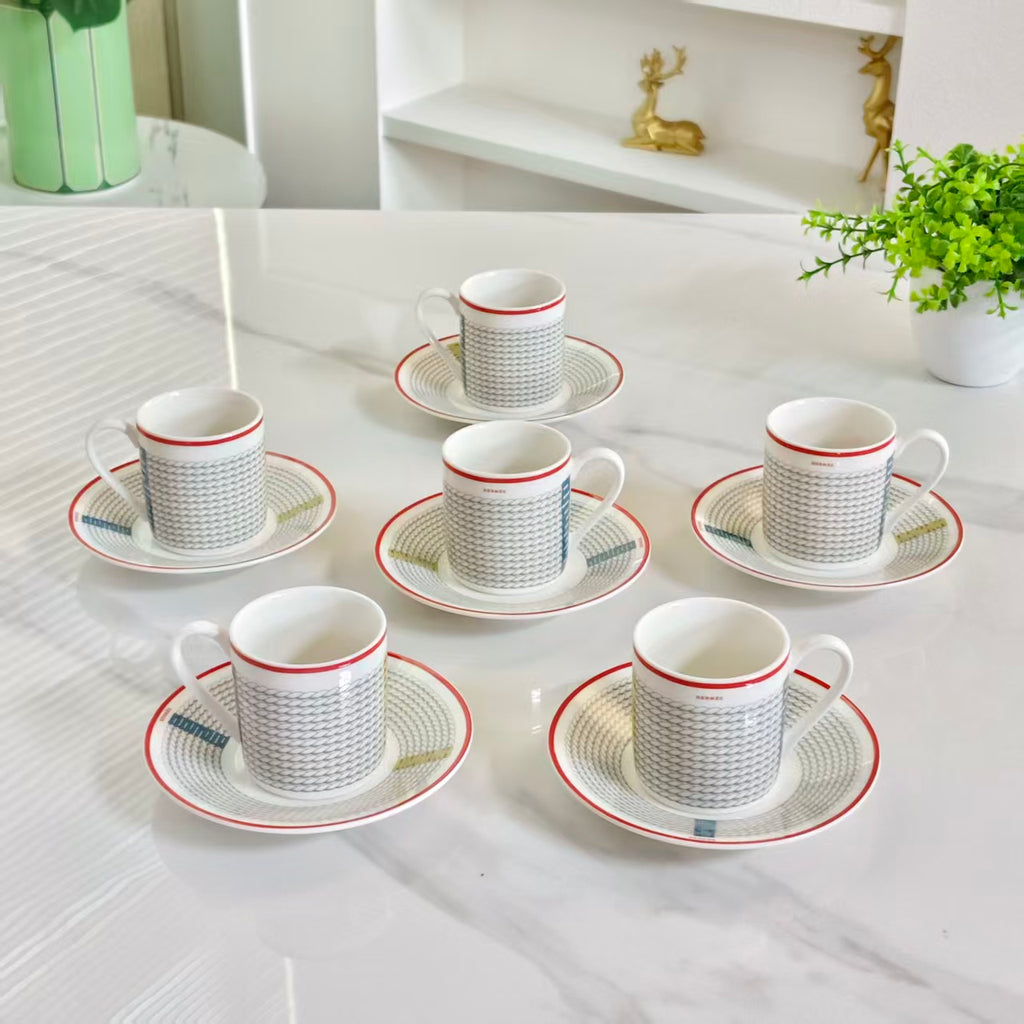 Espresso Cup and Saucer Set (6 Cups &amp; 6 Saucers)