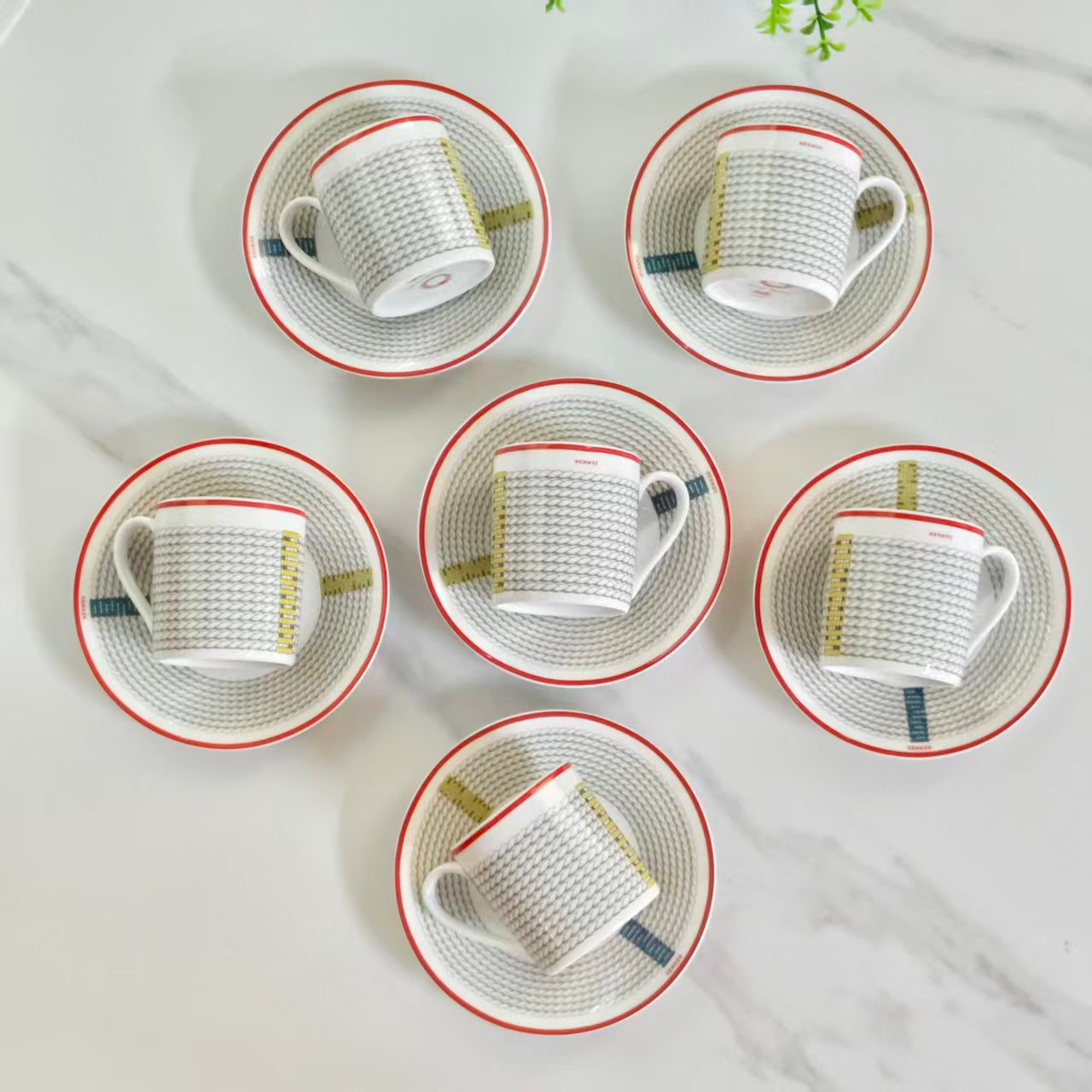 Espresso Cup and Saucer Set (6 Cups &amp; 6 Saucers)