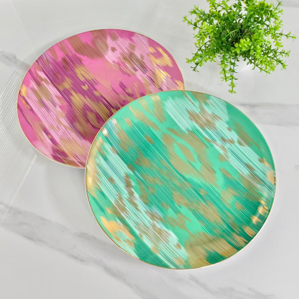 Set due piatti – [Ikat – Rosso + Verde]