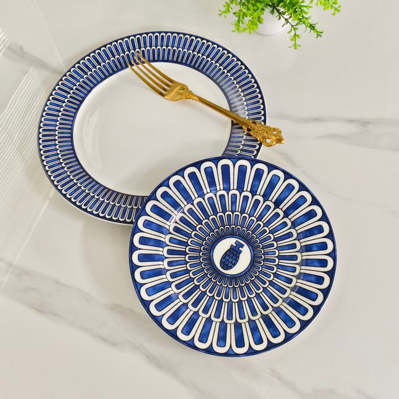 Two-Plate Set – [Sword Pattern + Blue Seal]
