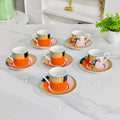 [Galloping Horse Design – Pink] – [Set of 6 Cups &amp; Saucers]