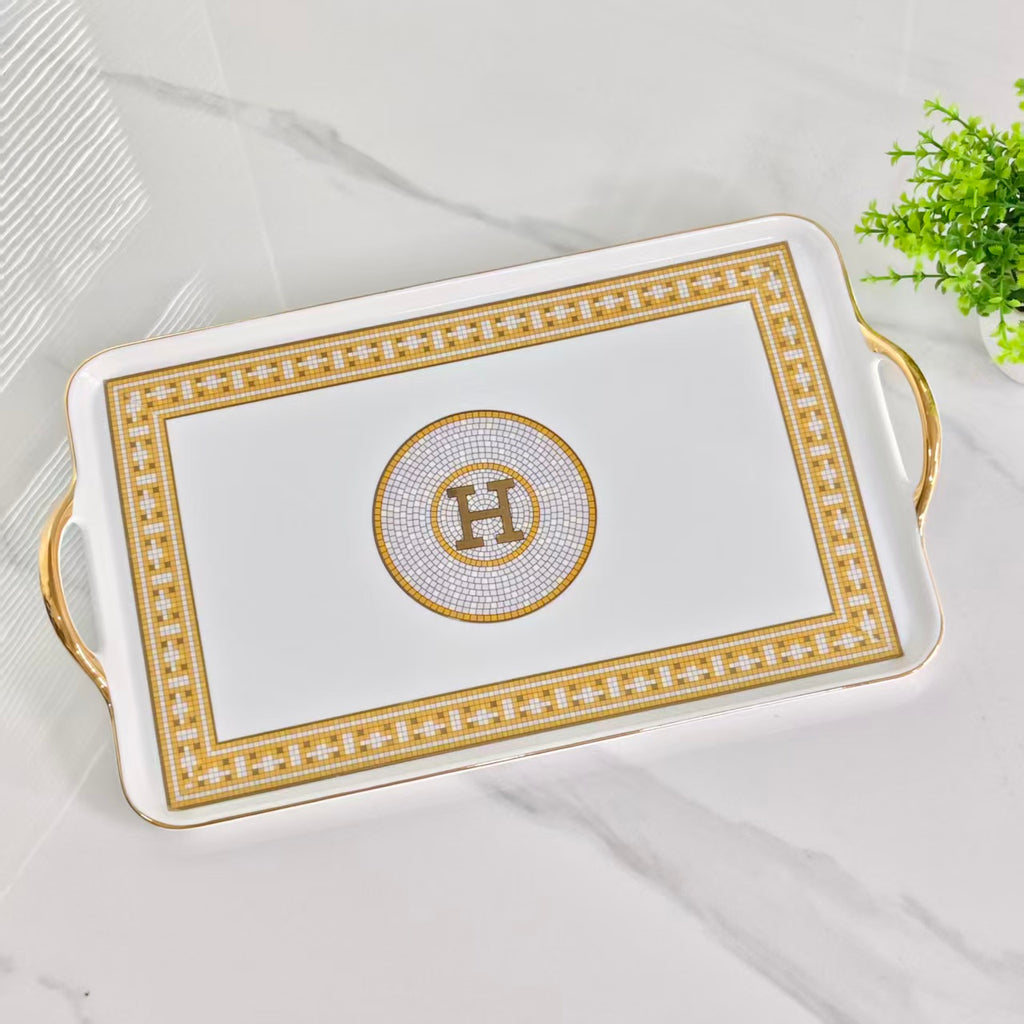 Tray with Gold Handles – [H-Logo]
