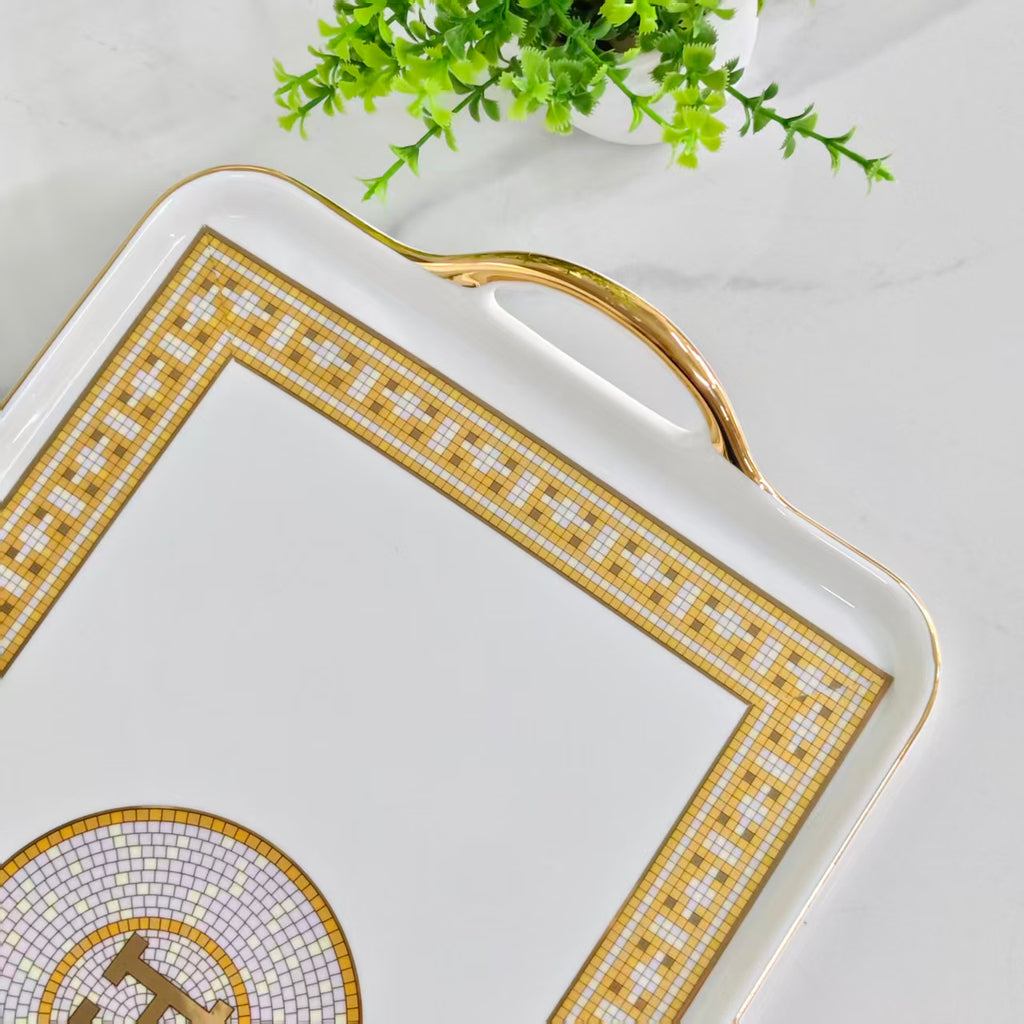 Tray with Gold Handles – [H-Logo]
