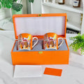 Set doppia tazza "Sella Arancione" – Custodia in pelle
