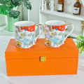 Seahorse Water Park Themed Mugs – Set of Two – Leather Box