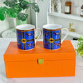 "Starry Glow" Double Mug Set – Leather Box