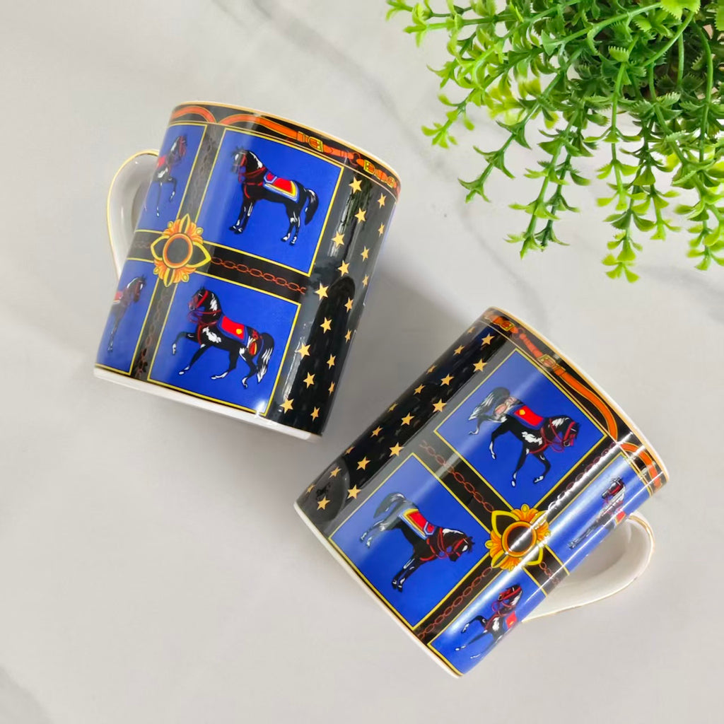 "Starry Glow" Double Mug Set – Leather Box