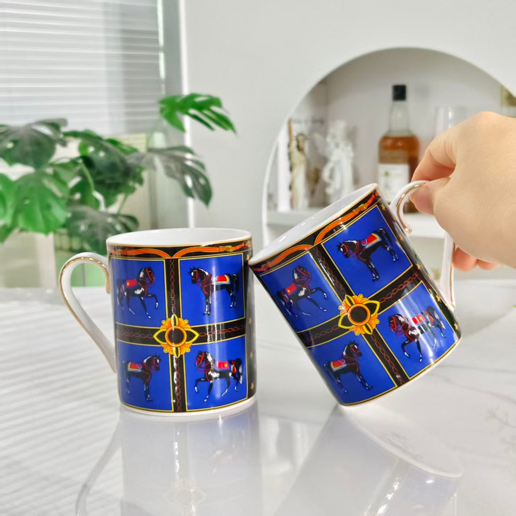 "Starry Glow" Double Mug Set – Leather Box