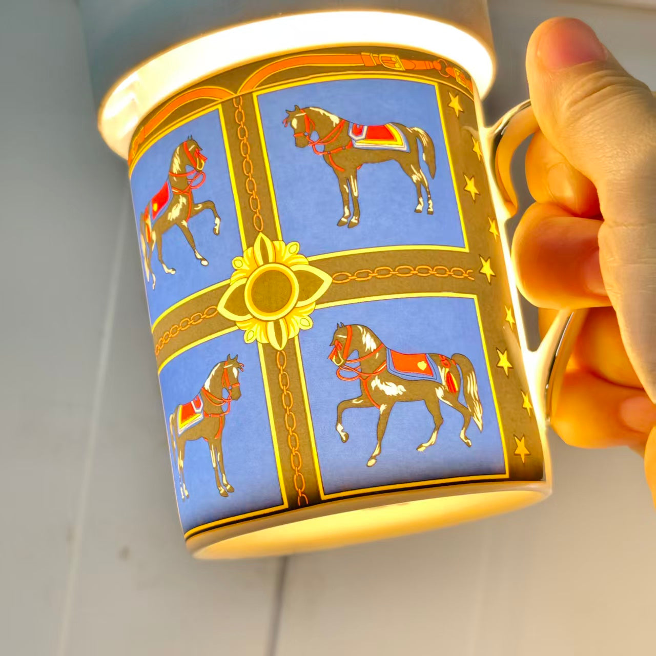 "Starry Glow" Double Mug Set – Leather Box