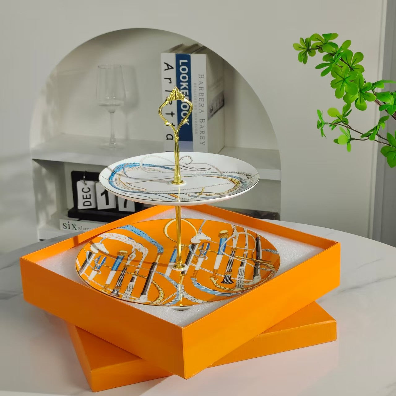 Nuovo Arrivo: Alzata per Torte/Spiedini a Due Piani "Scettro Arancione"