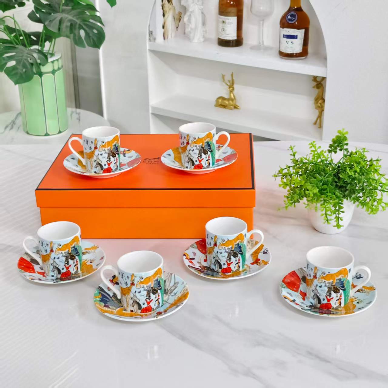 New Arrival – Dreamy Circus – [Set of 6 Espresso Cups &amp; Saucers]