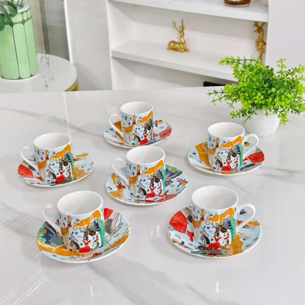New Arrival – Dreamy Circus – [Set of 6 Espresso Cups &amp; Saucers]