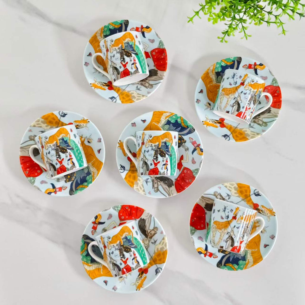 New Arrival – Dreamy Circus – [Set of 6 Espresso Cups &amp; Saucers]
