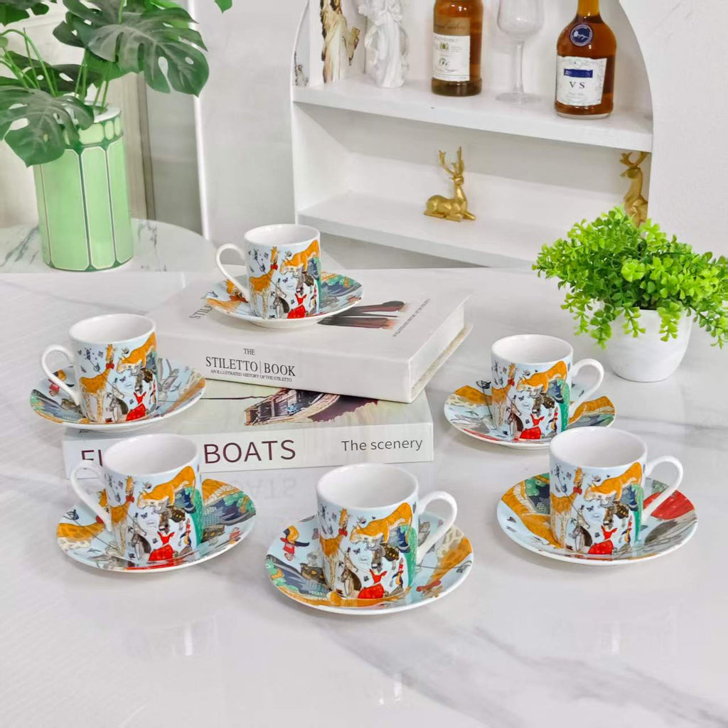 New Arrival – Dreamy Circus – [Set of 6 Espresso Cups &amp; Saucers]