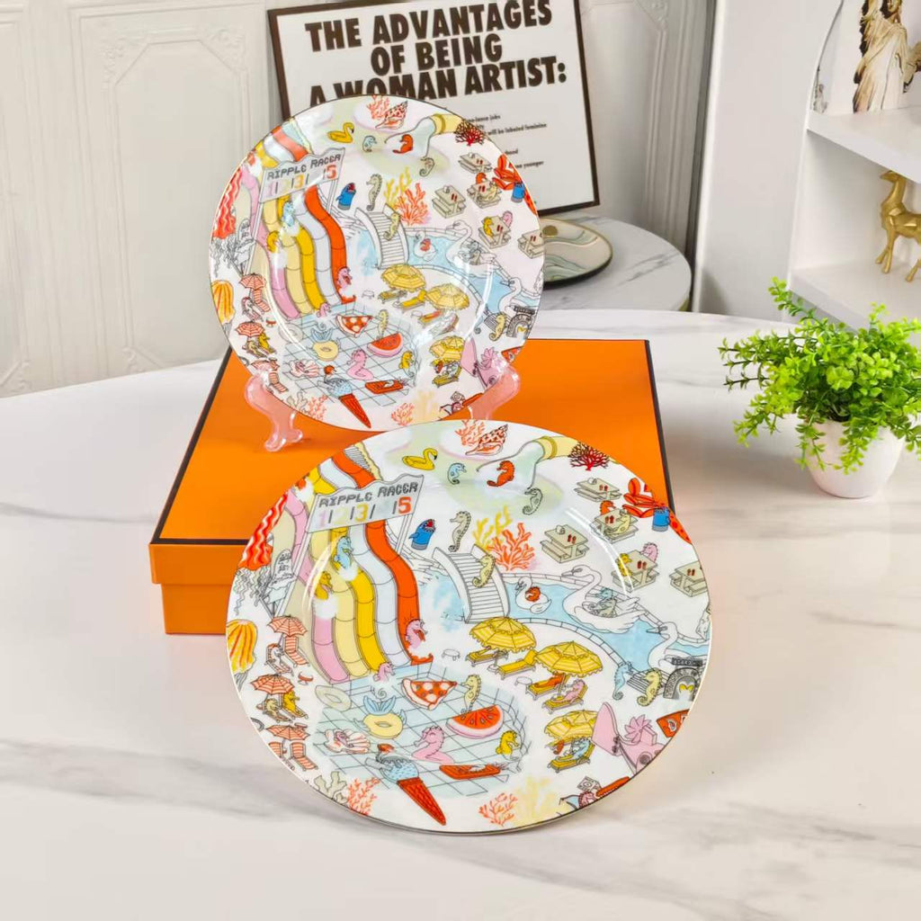 New Product – Two-Plate Set – "Seahorse Water Park"