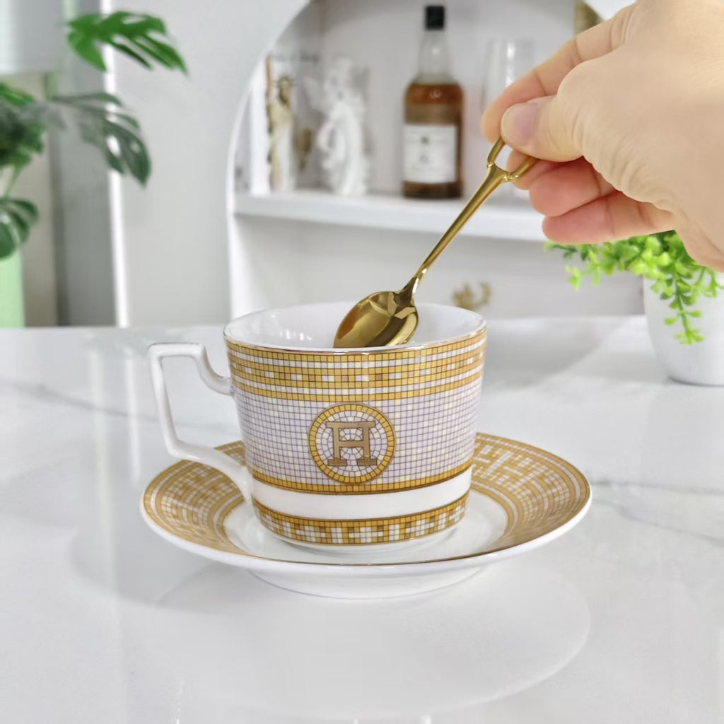 Cup and Saucer Set (Pair) – Includes Original Spoons – 030 Gold Rim