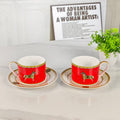 Cup and Saucer Set – Horse on Red Background