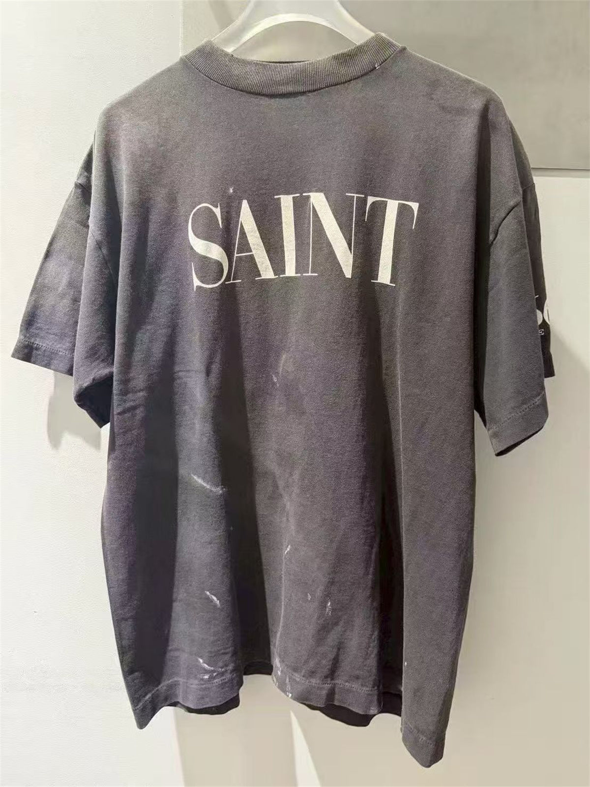MSAINTM 666 Print Vintage-style Distressed Tubular T-shirt