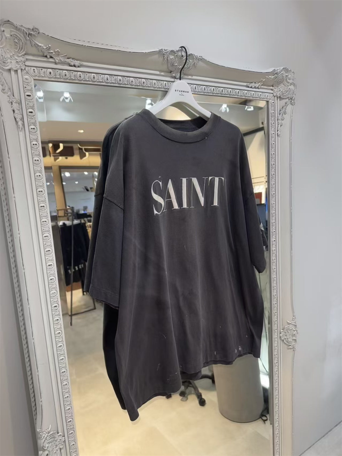 MSAINTM 666 Print Vintage-style Distressed Tubular T-shirt