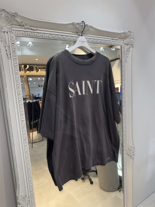 MSAINTM 666 Print Vintage-style Distressed Tubular T-shirt