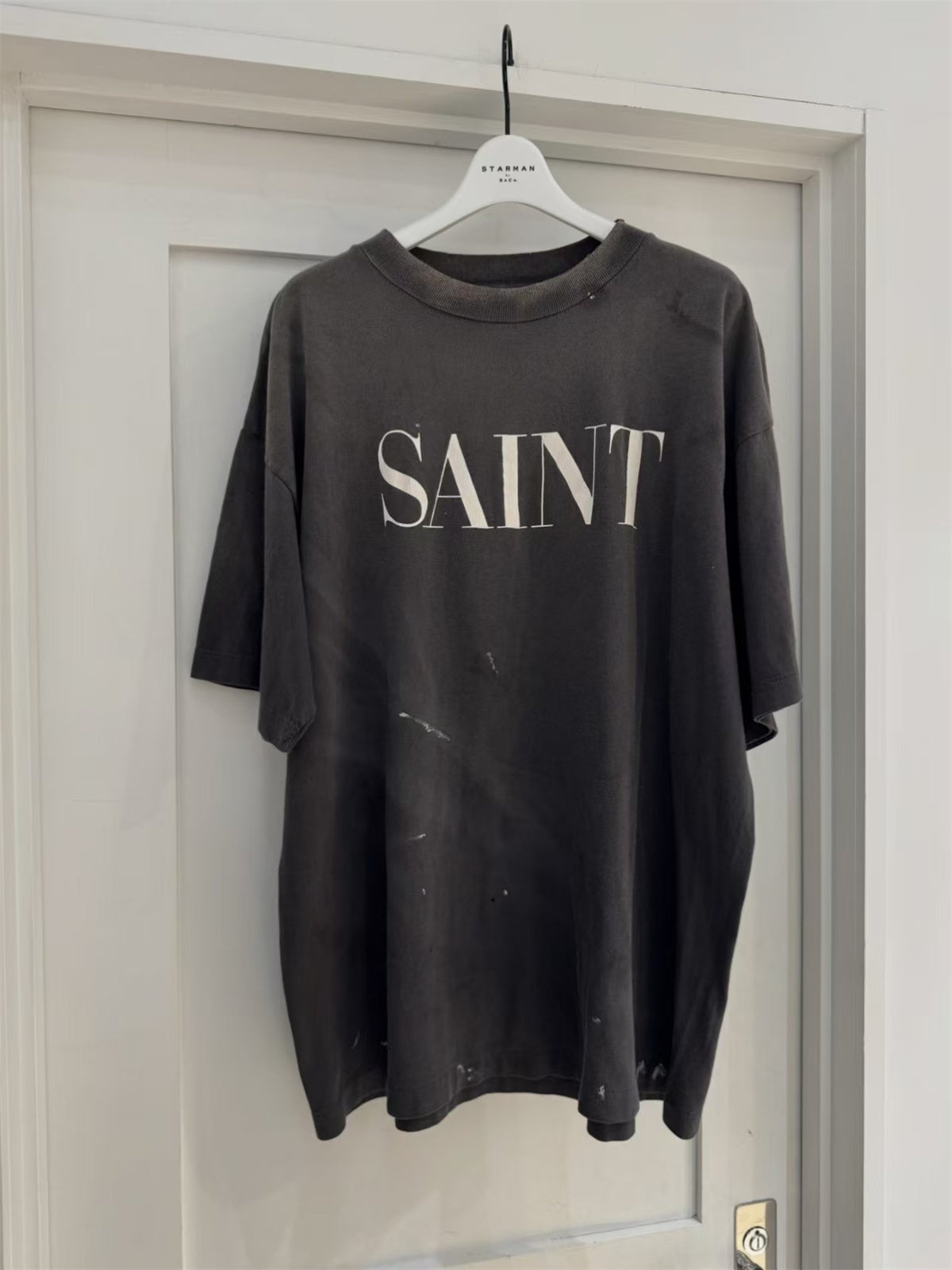 MSAINTM 666 Print Vintage-style Distressed Tubular T-shirt