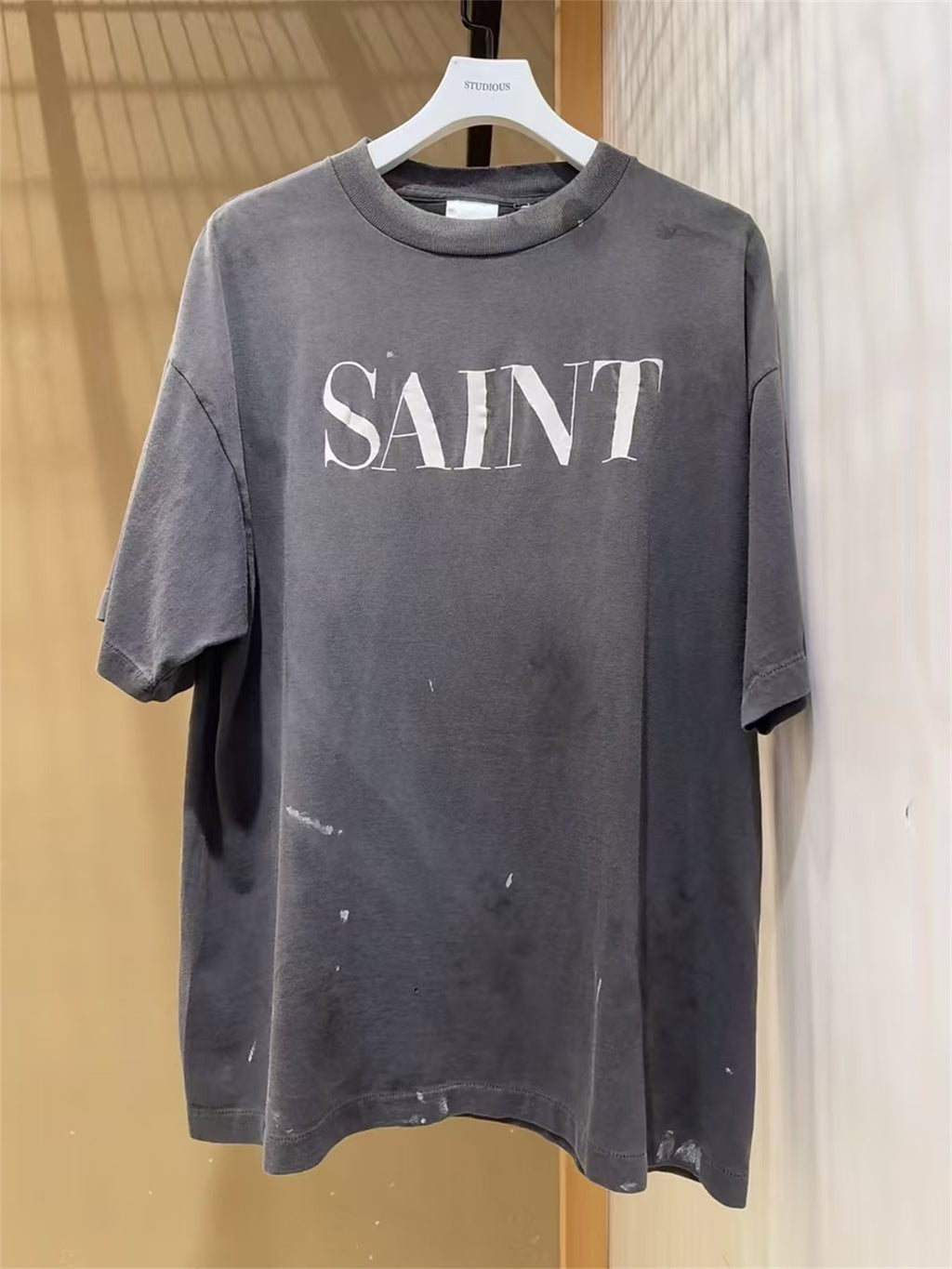 MSAINTM 666 Print Vintage-style Distressed Tubular T-shirt