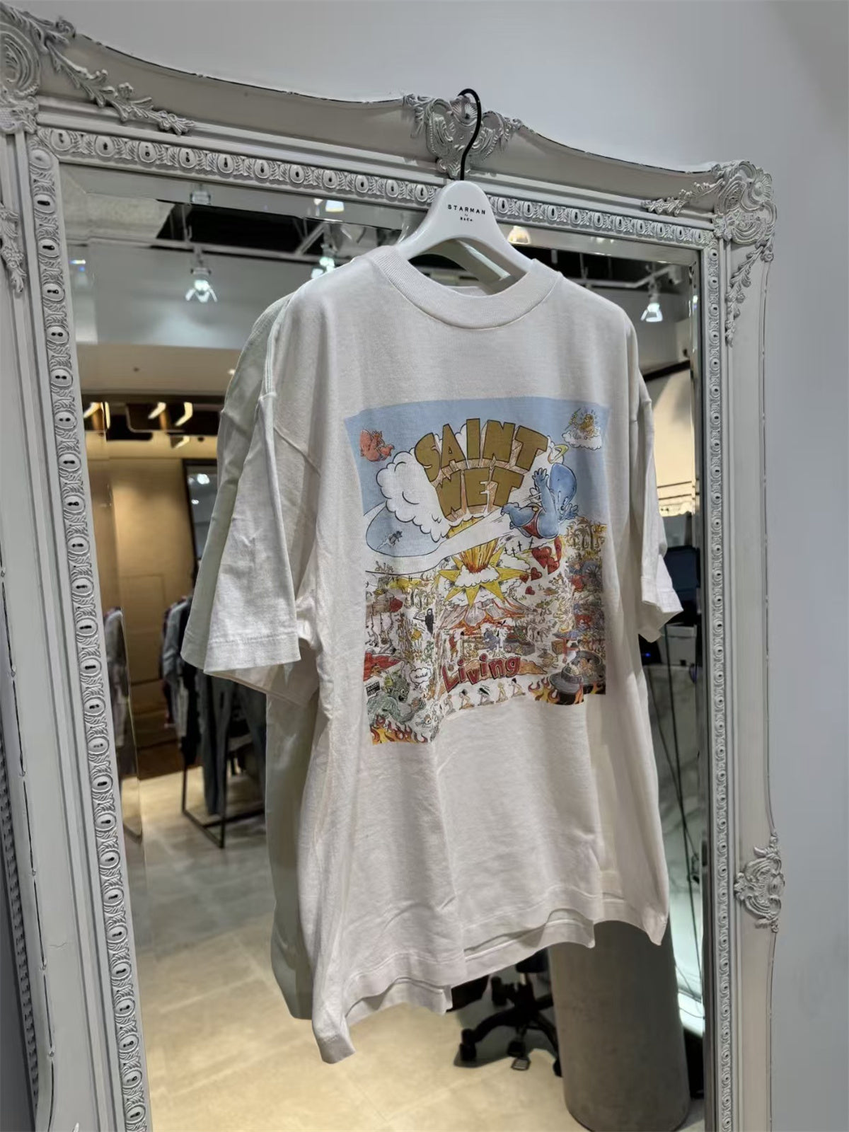 MSAINTM Kangli Digital Print T-Shirt Washed-finish tubular T-shirt with a vintage look