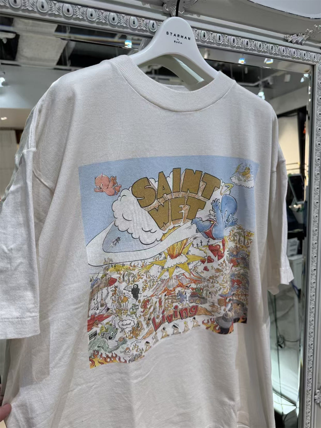 MSAINTM Kangli Digital Print T-Shirt Washed-finish tubular T-shirt with a vintage look