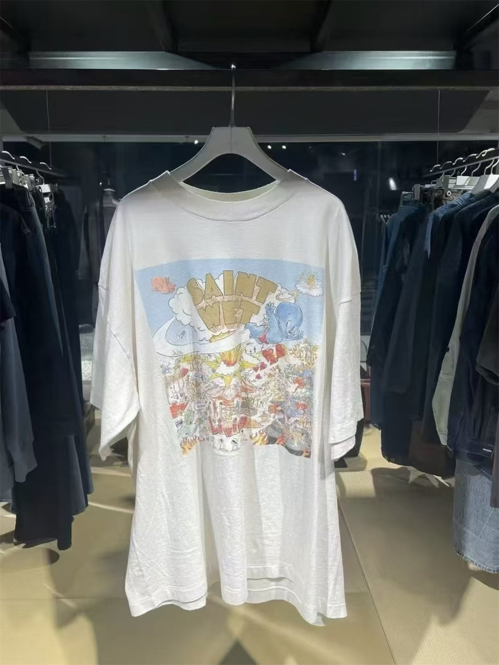 MSAINTM Kangli Digital Print T-Shirt Washed-finish tubular T-shirt with a vintage look