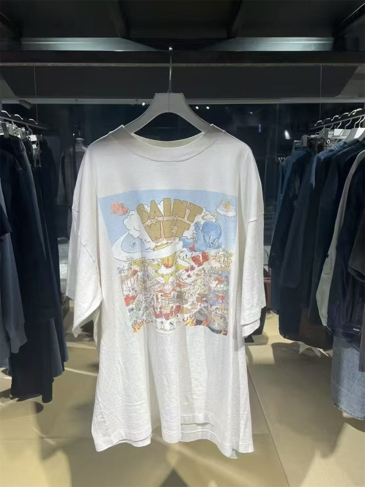MSAINTM Kangli Digital Print T-Shirt Washed-finish tubular T-shirt with a vintage look