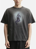 SAINT X hajime Collaboration Washed, distressed tubular T-shirt