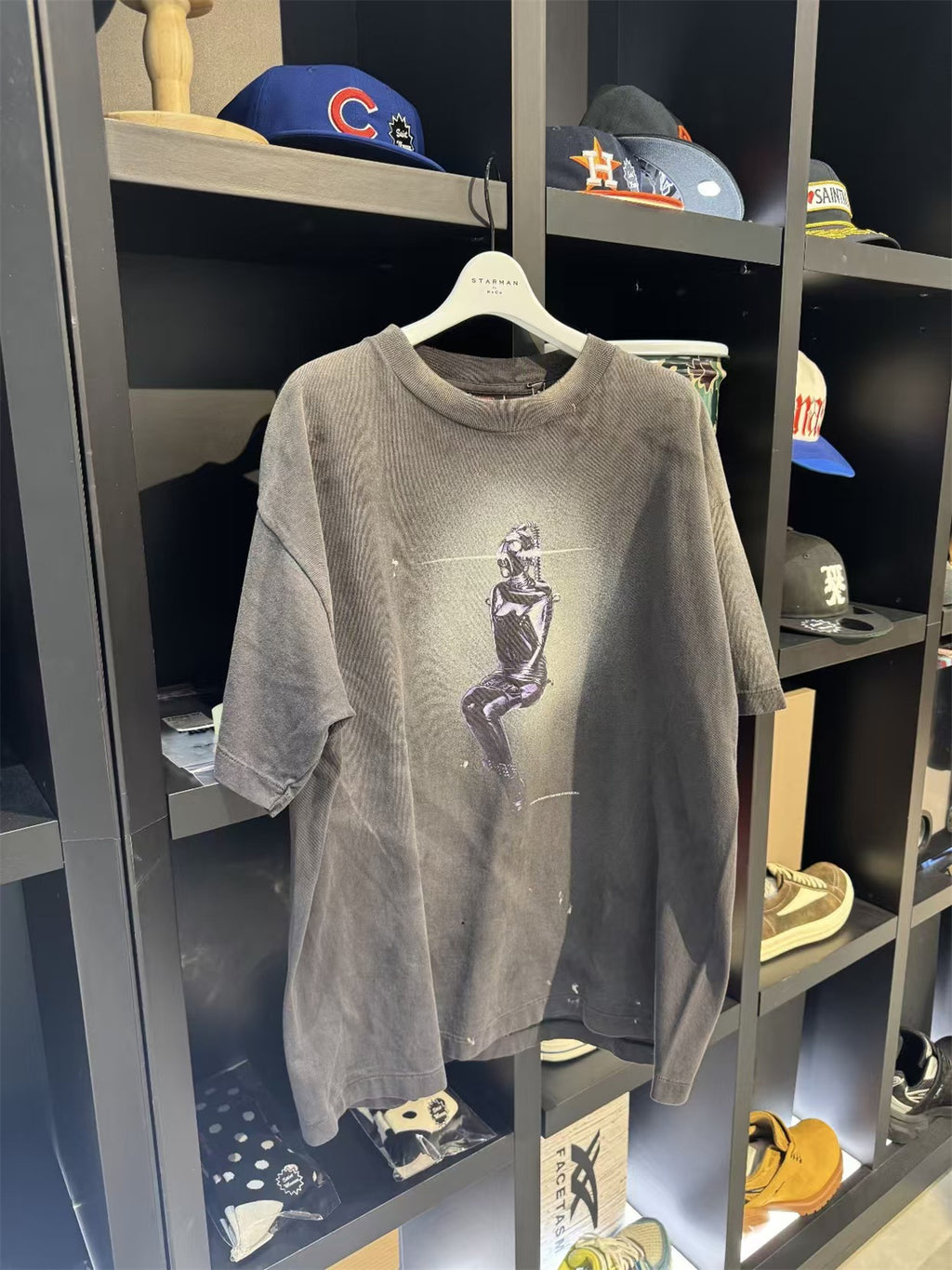 SAINT X hajime Collaboration Washed, distressed tubular T-shirt