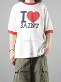 MSAINTM Contrasting-color ribbed cuffs Vintage-wash tubular T-shirt