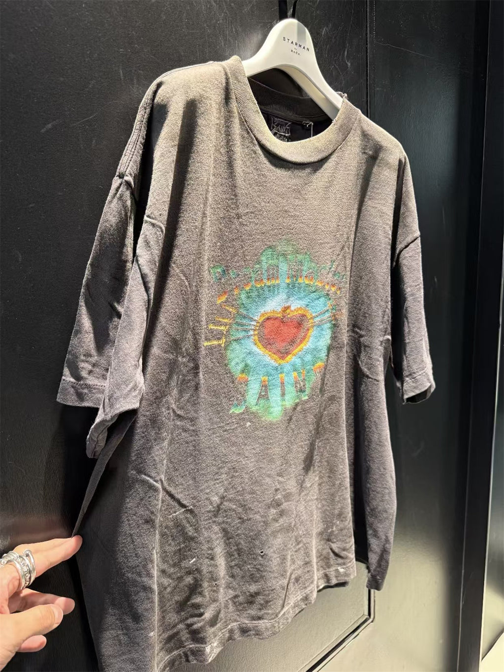 MSAINTM "Love Kangli" Digital Print T-Shirt Washed, Distressed Tubular T-Shirt