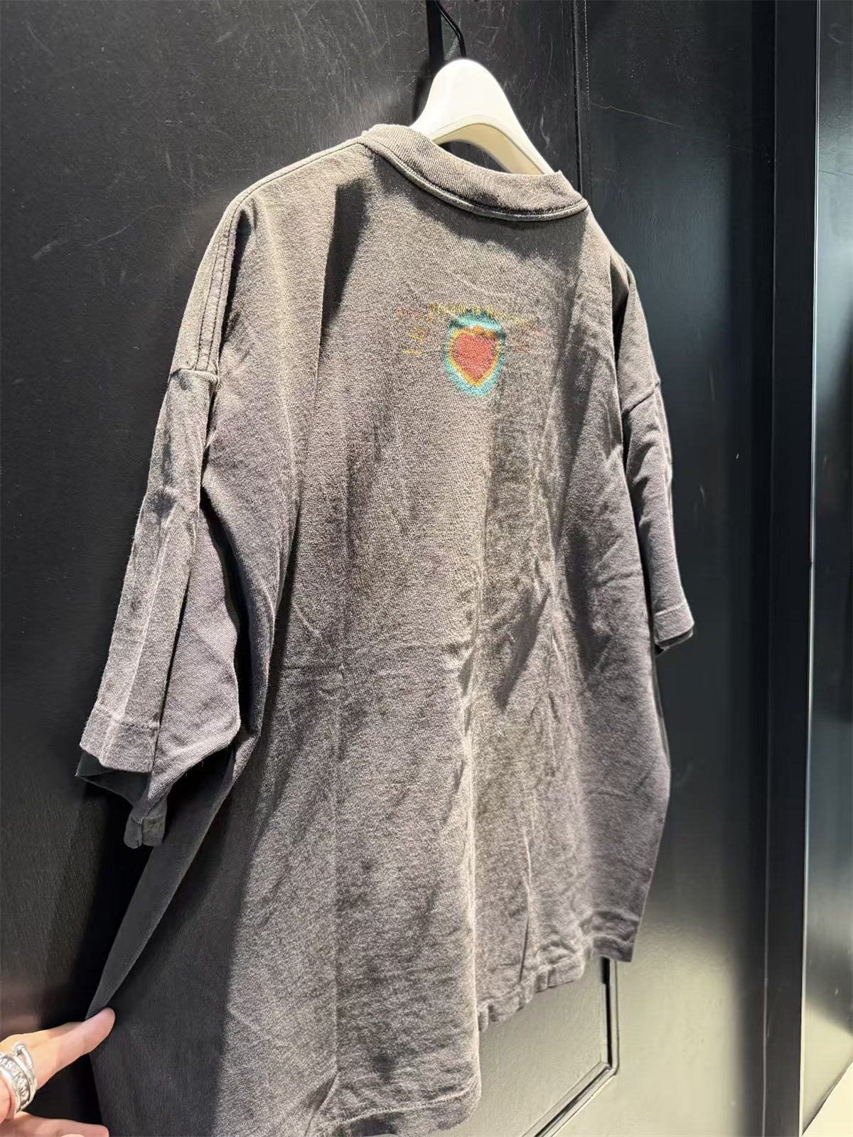 MSAINTM "Love Kangli" Digital Print T-Shirt Washed, Distressed Tubular T-Shirt