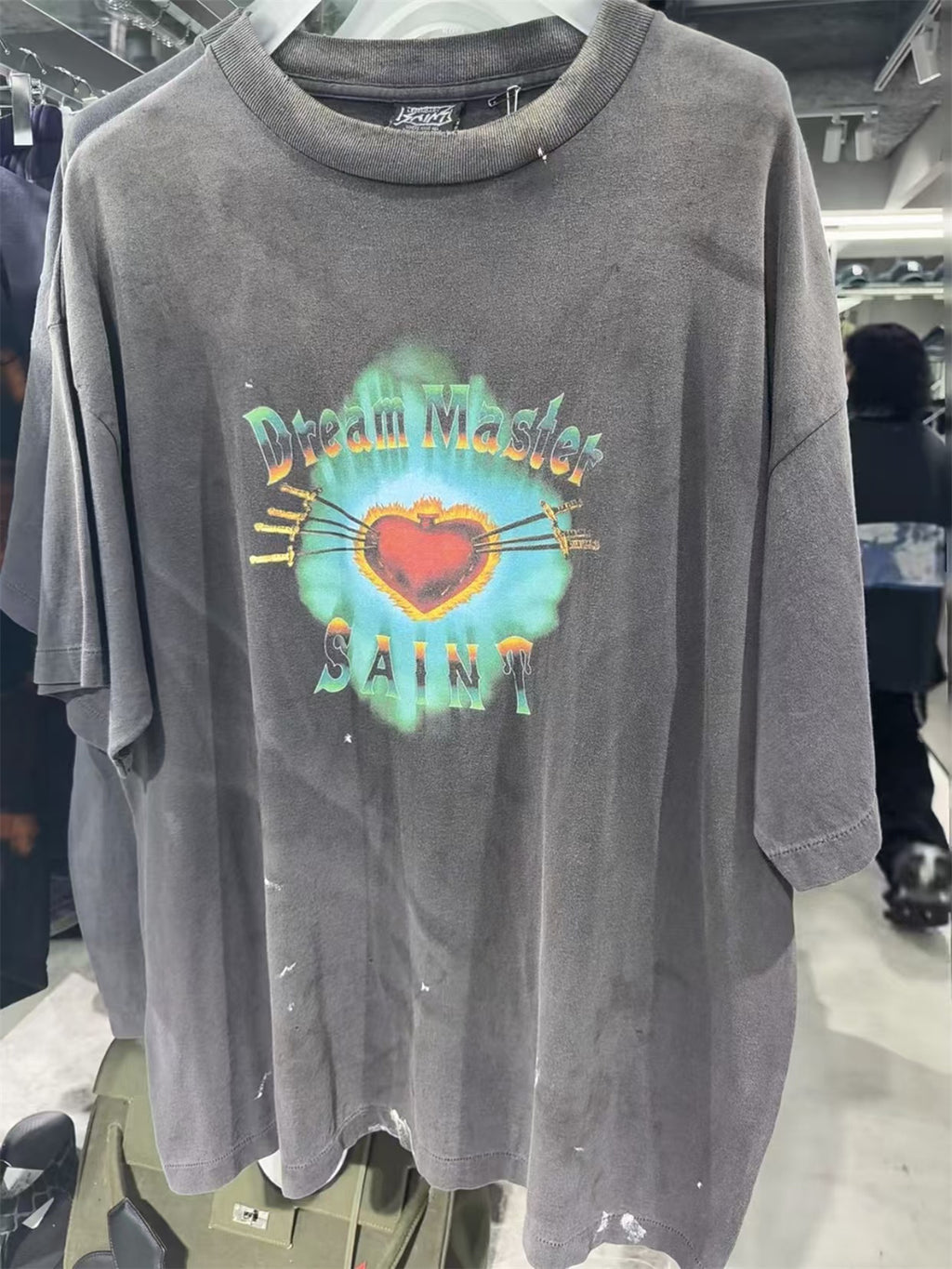 MSAINTM "Love Kangli" Digital Print T-Shirt Washed, Distressed Tubular T-Shirt