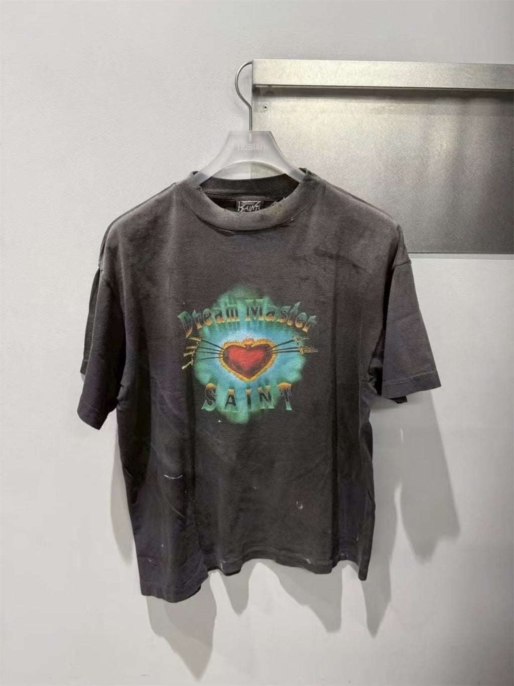 MSAINTM "Love Kangli" Digital Print T-Shirt Washed, Distressed Tubular T-Shirt