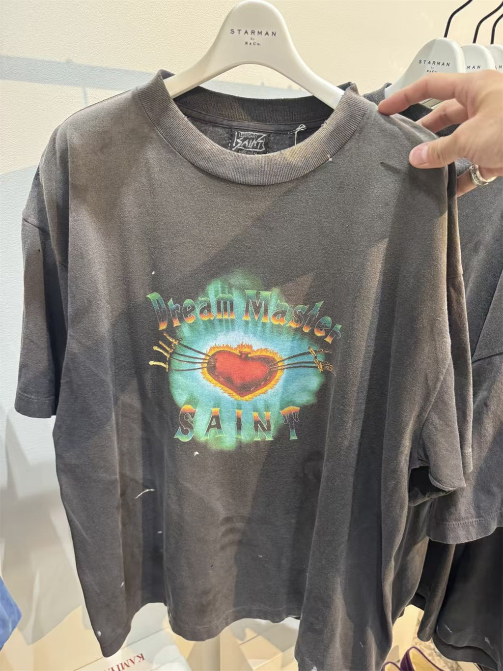 MSAINTM "Love Kangli" Digital Print T-Shirt Washed, Distressed Tubular T-Shirt