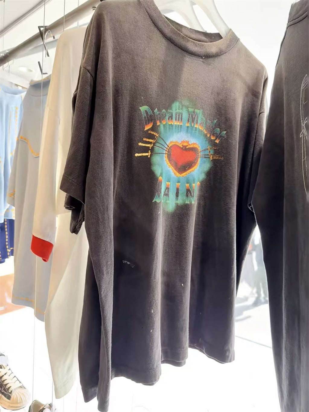 MSAINTM "Love Kangli" Digital Print T-Shirt Washed, Distressed Tubular T-Shirt
