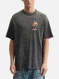 MSAINTM Skateboard-Riding Jesus Front and back Conley-style prints; washed, distressed, tubular-knit T-shirt.