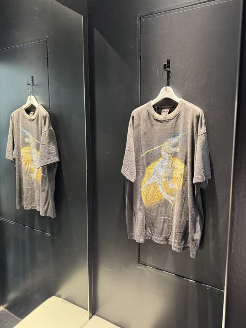 MSAINTM anime character. Tubular-knit T-shirt featuring a large-scale Conley-style print and a washed, distressed finish.（副本）