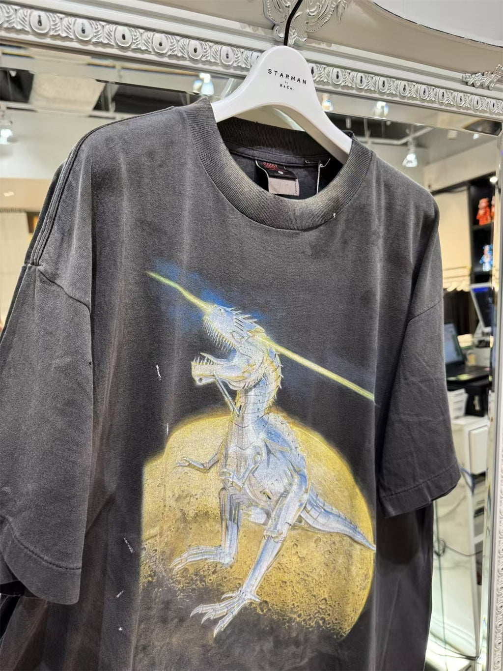 MSAINTM anime character. Tubular-knit T-shirt featuring a large-scale Conley-style print and a washed, distressed finish.（副本）
