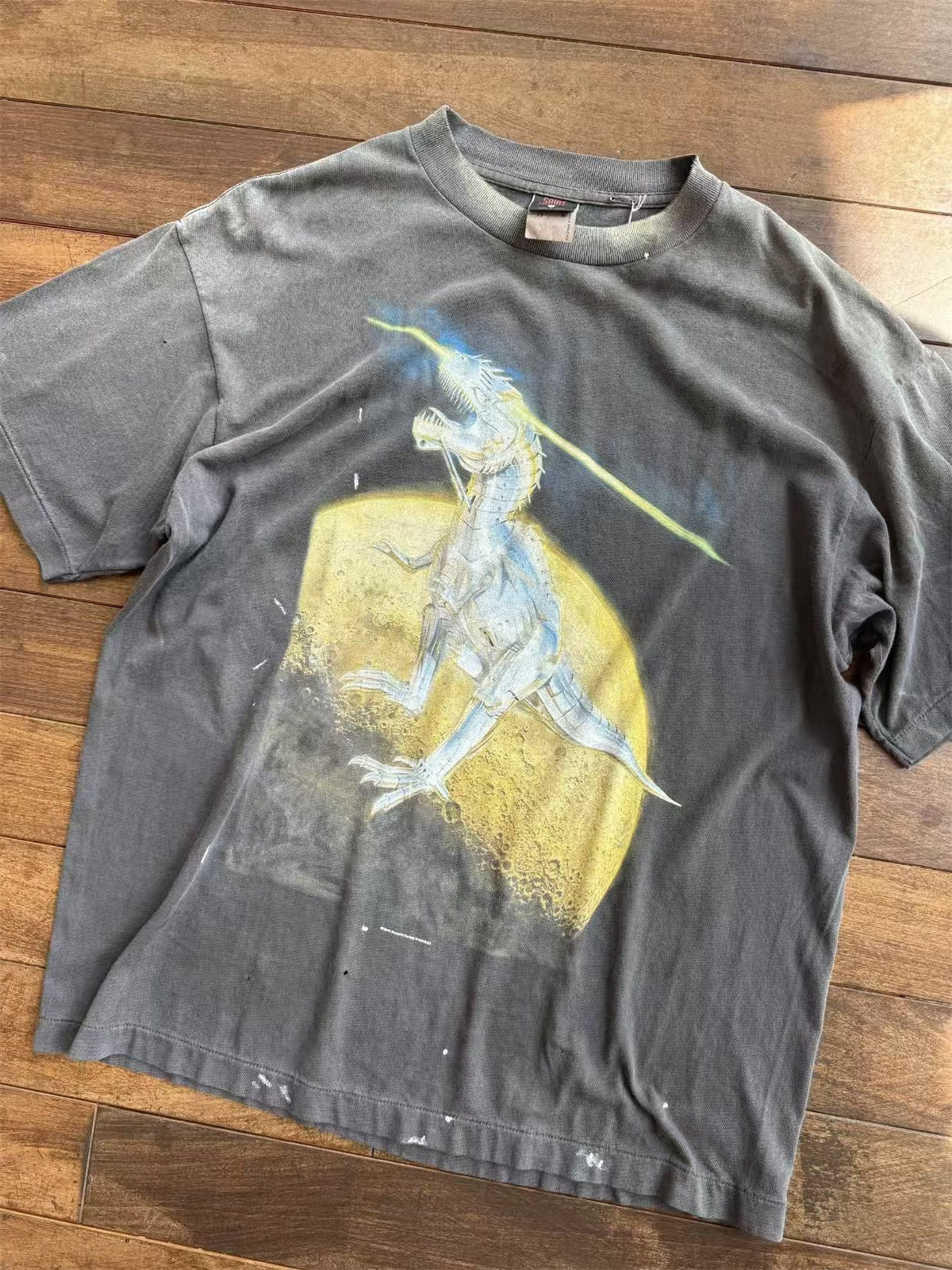 MSAINTM anime character. Tubular-knit T-shirt featuring a large-scale Conley-style print and a washed, distressed finish.（副本）