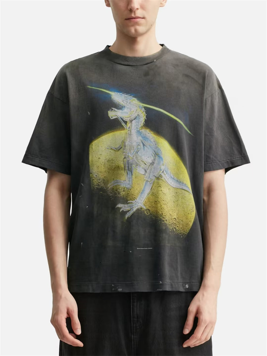 MSAINTM anime character. Tubular-knit T-shirt featuring a large-scale Conley-style print and a washed, distressed finish.（副本）