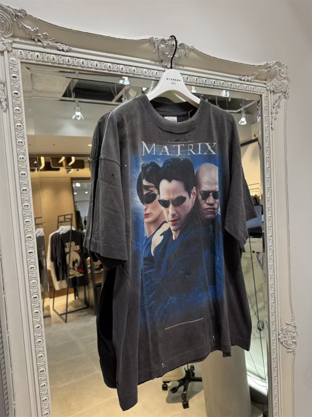 SAINT Mxxxxxx x The Matrix – Large-scale Conley Graphic Washed, Distressed Tubular T-Shirt